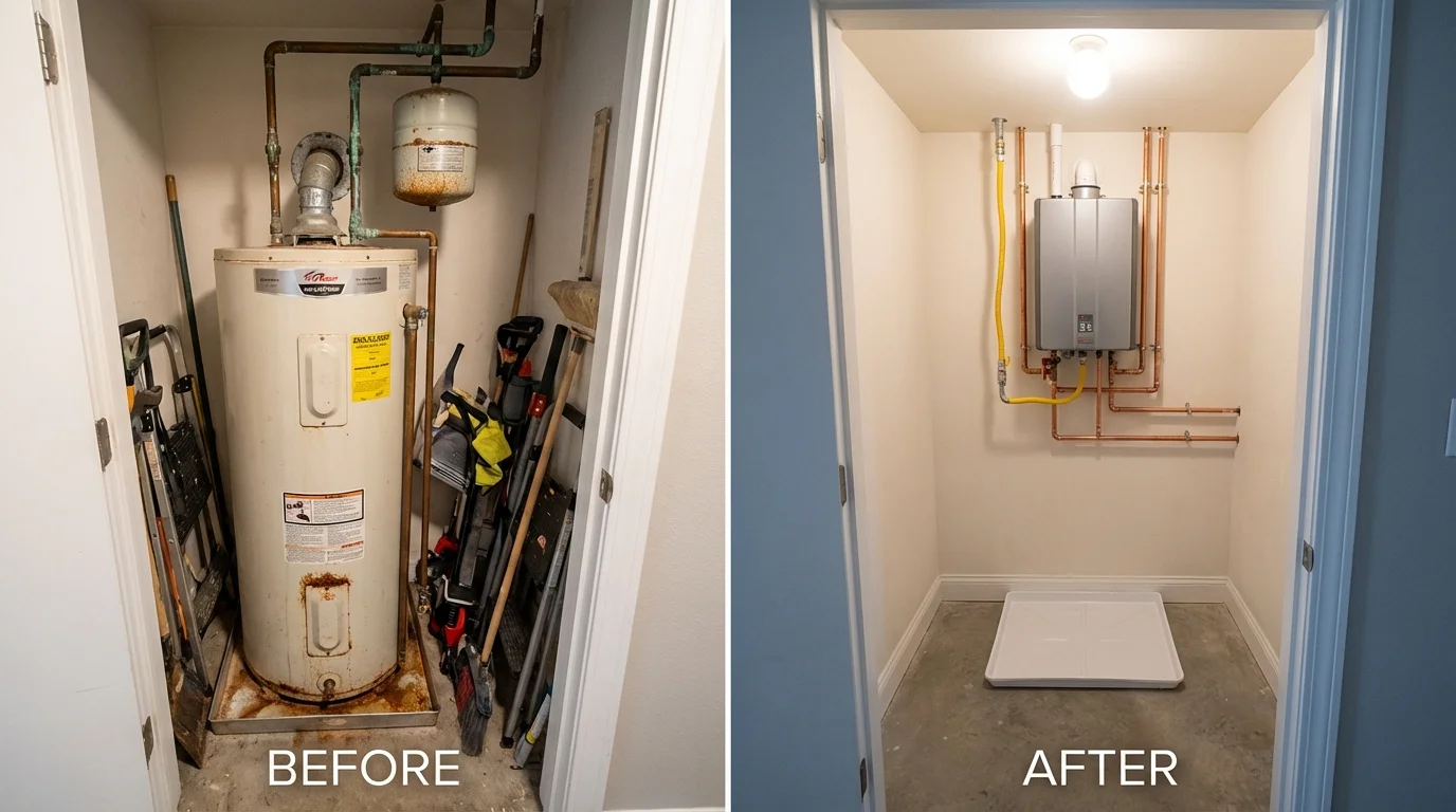 Tank water heater versus wall-mounted tankless unit comparison for Melbourne, AR homeowners